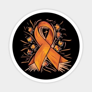 Multiple Sclerosis Awareness Resilience Puzzle Orange Ribbon Magnet